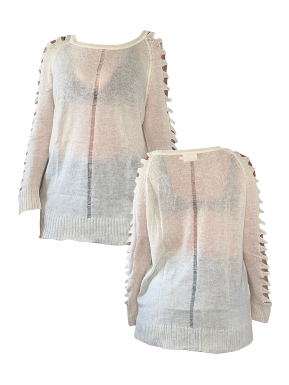 Lush Cream Cut-Out Sleeve Sweater